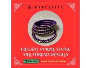 Elegant Purple Stone Silk Thread Bangles