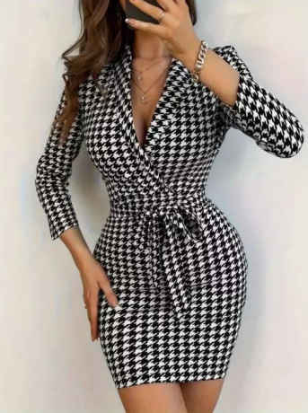 2024-new-european-design-sexy-woman-grid-party-dress-v-neck-knee-length-hot-big-0