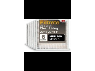 Filtrete 20x20x1 AC Furnace Air Filter, MERV 5, MPR 300, Capture Unwanted Particles,