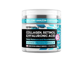 SimplyVital Collagen, Retinol & Hyaluronic Acid Cream - Anti-Aging Face Moisturizer for Face, Made in USA, Daily Moisturizer