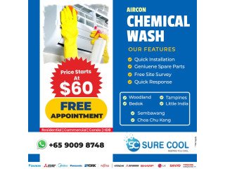 Free Appointment - Aircon Chemical Wash $60