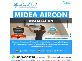 Midea aircon installation, Singapore