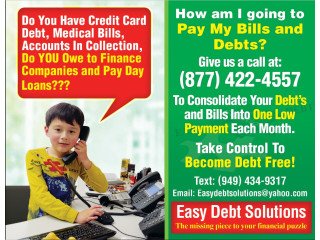 Do You Have Credit Card Debt, Medical Bills, Owe To Finance Companies and PayDay Loans?