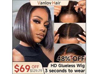 Vanlov Hair Hd Glueless 4x6 Wear And Go Bob Wig 3 Seconds To Wear 24 Hours Customer Service Online