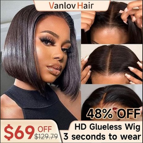 vanlov-hair-hd-glueless-4x6-wear-and-go-bob-wig-3-seconds-to-wear-24-hours-customer-service-online-big-0