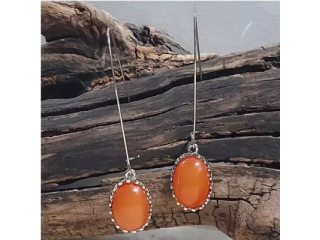 New E2198 Orange Cabochon Drop Earrings