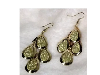 New E814 Gold Stardust Teardrop Earrings