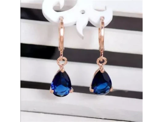 NWT Blue Cubic Zirconia Gemstone  Dangling Drop Earrings