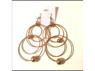 Brand New Gold-Tone Round Big Fashion Earrings