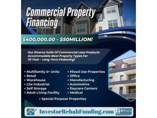 COMMERCIAL PROPERTY FINANCING  ALL TYPES - $400K to $50MILLION!  (Refinance Cashout & Purchase)